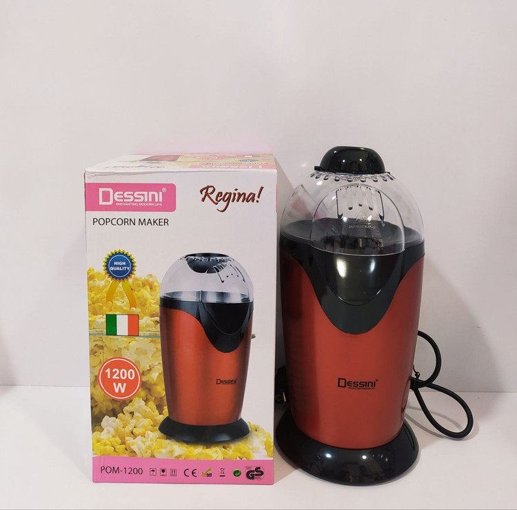 دستگاه پاپ کورن ساز (پفیلا ساز) دسینی ایتالیا مدل:pom_1200 جنس اصلی و اورجینال توان 1200 وات رژیمی و بدون روغن موتور قوی وکم صدا تمیزکردن راحت